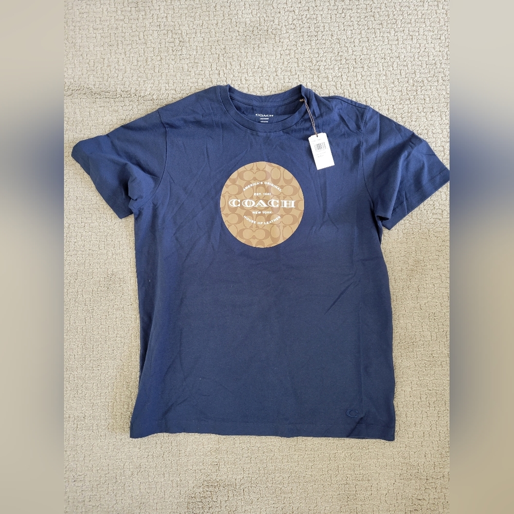 Brand New Coach Navy Blue Signature T Shirt, Mens L